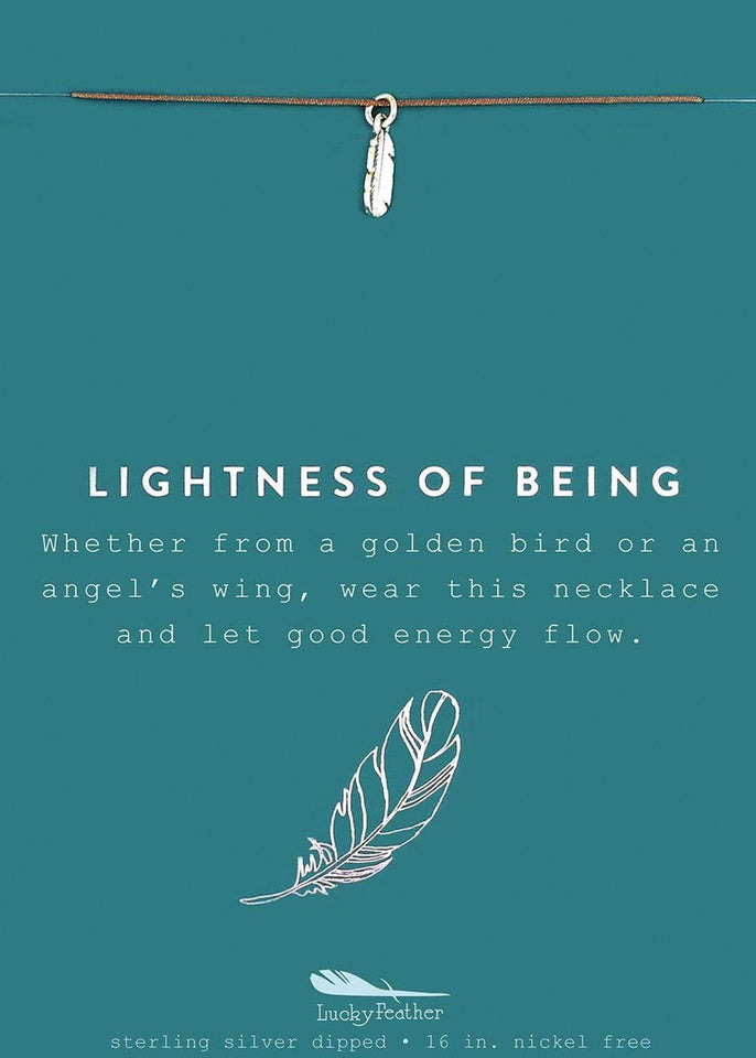 Lucky Feather Necklace Silver Lightness of Being Silver Charm Necklace