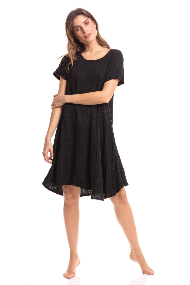 Nusantara Dress Black / Small/Medium Thai Cotton One Pocket Tunic Dress