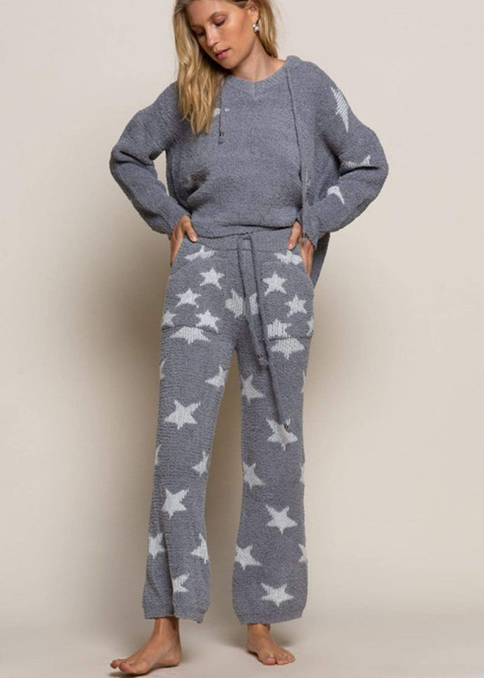 POL top Star Gazing Berber Fleece Hooded Sweatshirt