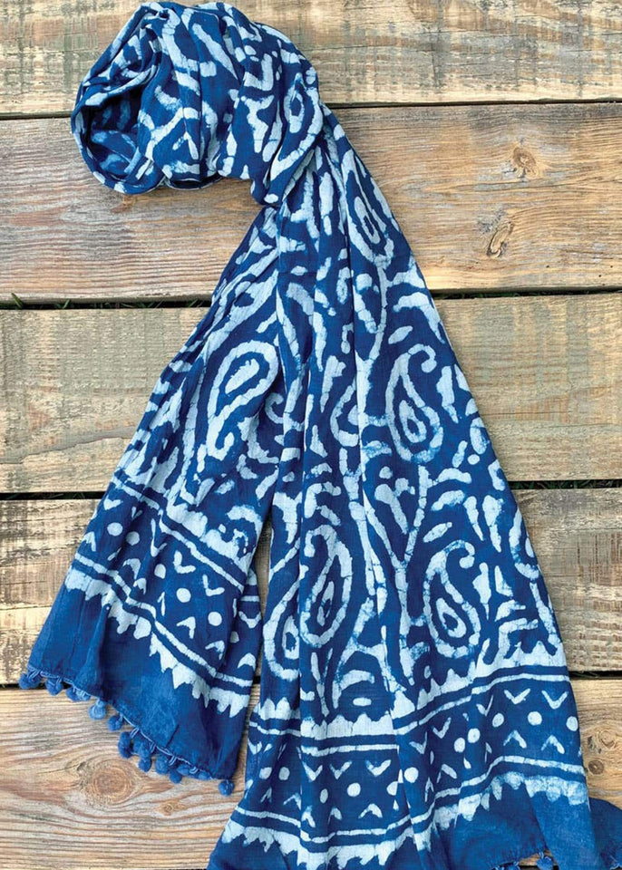 Sevya Handmade Scarf Indigo Namita Block Print Scarf