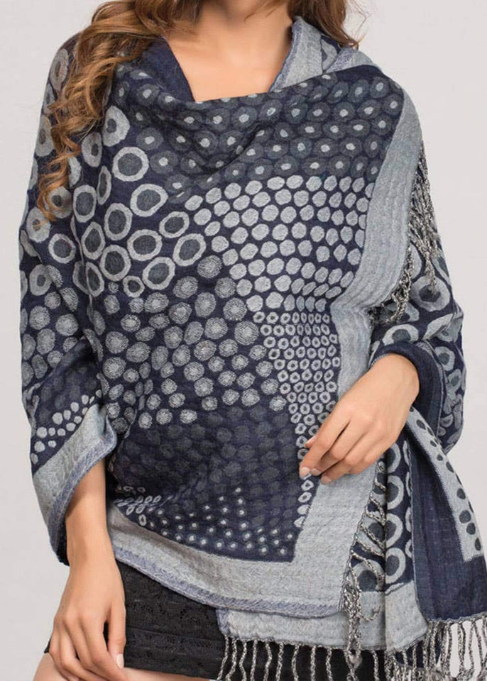Sevya Handmade shawl Black/Silver Kayla Wool and Cotton Shawl