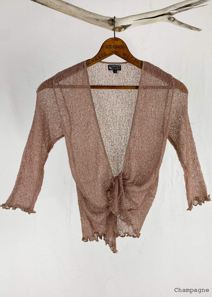 Tanami shawl Champagne Lightweight Knit Cross Front Shrug