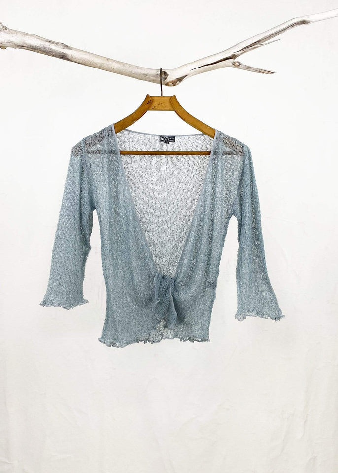 Tanami shawl Puritan Grey Lightweight Knit Cross Front Shrug